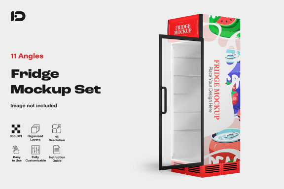 Glass Door Fridge Mockup Set