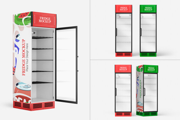 Glass Door Fridge Mockup Set