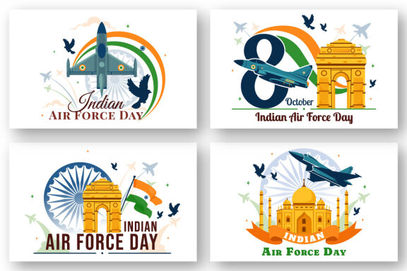 12 Indian Air Force Day Illustration