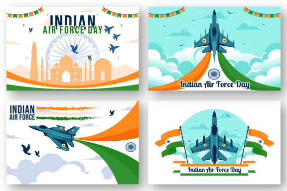 12 Indian Air Force Day Illustration