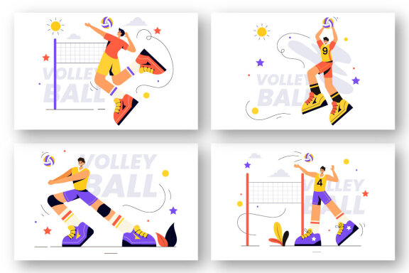 10 Volleyball Player Illustration
