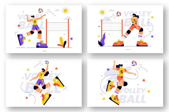 10 Volleyball Player Illustration