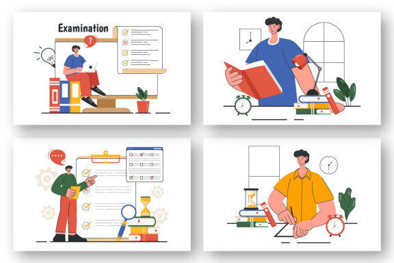 9 Examination Vector Illustration