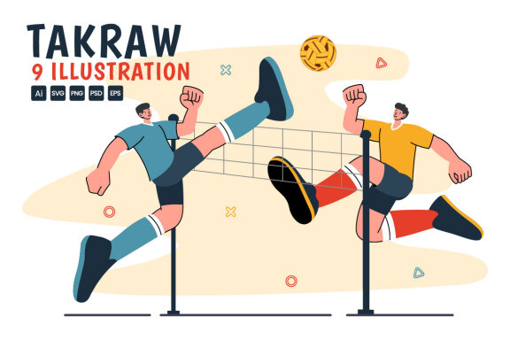9 Sepak Takraw Sports Illustration