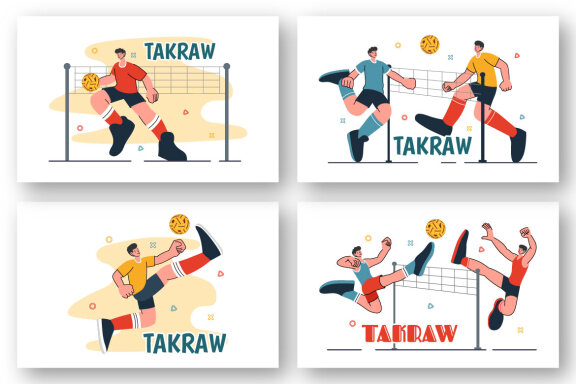 9 Sepak Takraw Sports Illustration