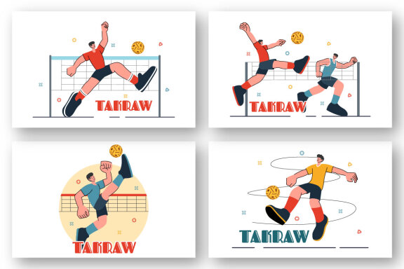 9 Sepak Takraw Sports Illustration