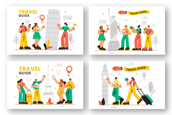 9 Travel Guide and Tour FREE Illustrations