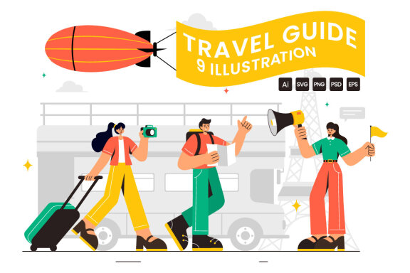 9 Travel Guide and Tour FREE Illustrations