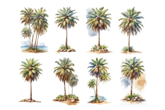 illustration of a coconut tree in watercolor style