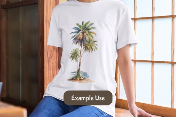 illustration of a coconut tree in watercolor style