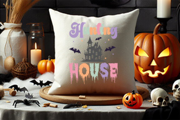 Halloween Season Sublimation Hunting House SVG Design