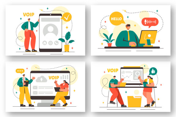 20 VOIP or Voice Over Internet Protocol Illustration
