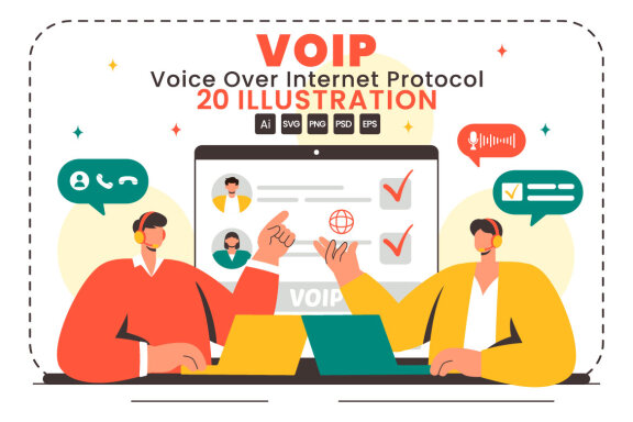 20 VOIP or Voice Over Internet Protocol Illustration