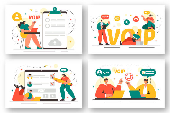 20 VOIP or Voice Over Internet Protocol Illustration