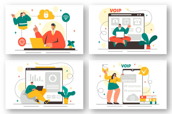 20 VOIP or Voice Over Internet Protocol Illustration