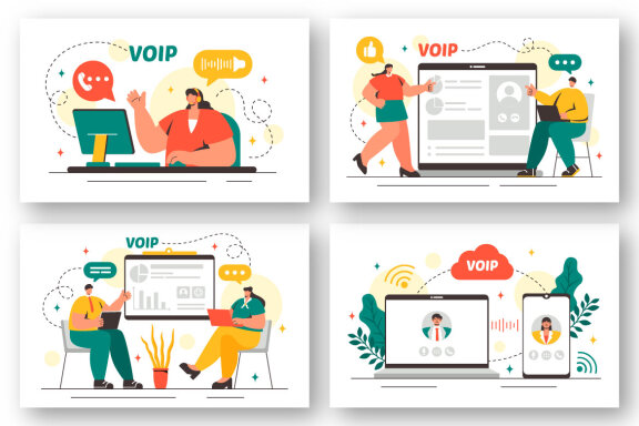 20 VOIP or Voice Over Internet Protocol Illustration