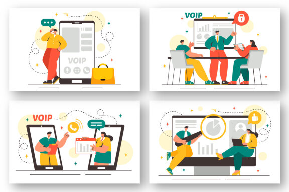 20 VOIP or Voice Over Internet Protocol Illustration