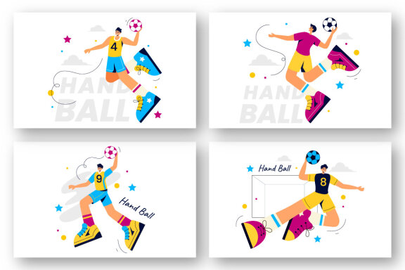8 Handball Sports Illustration