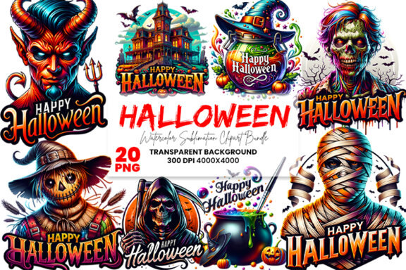 Halloween Season Spooky Sublimation Clipart PNG Bundle