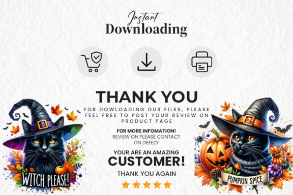 Watercolor Halloween Fall Theme Spooky Black Cat Witch Sublimation Clipart PNG Bundle