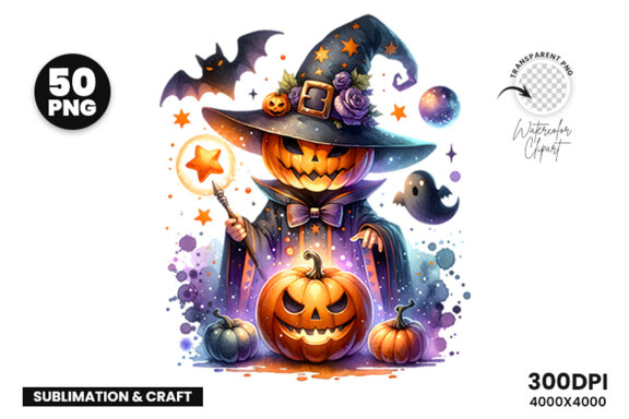Watercolor Halloween Season Sublimation Clipart Bundle