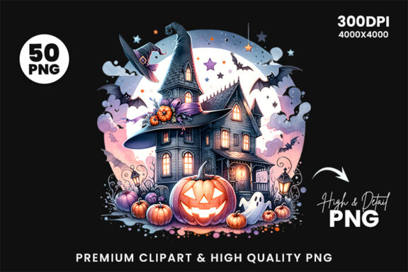 Watercolor Halloween Season Sublimation Clipart Bundle