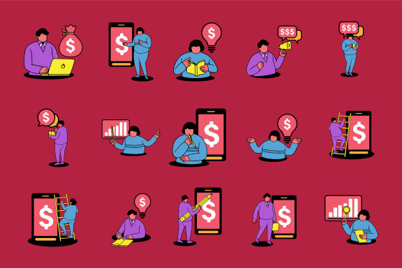 Playful Cartoon Business Person Icons