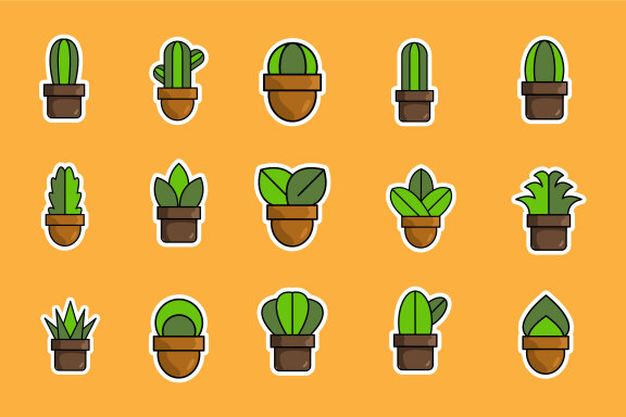 Playful cartoon Cactus Icons