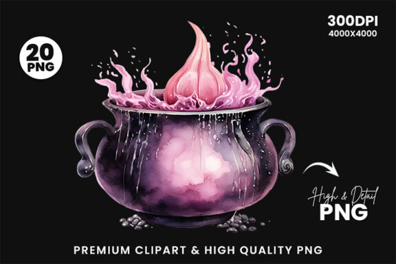  Halloween Cauldron FREE Clipart PNG Bundle