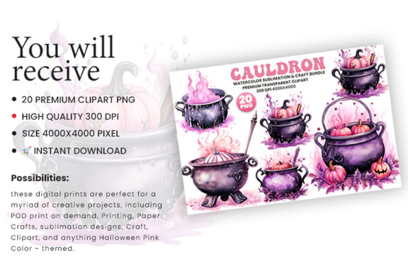  Halloween Cauldron FREE Clipart PNG Bundle