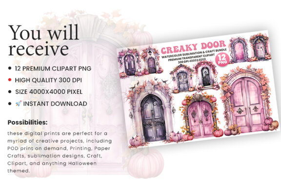 Halloween Creaky Door FREE Clipart PNG Bundle
