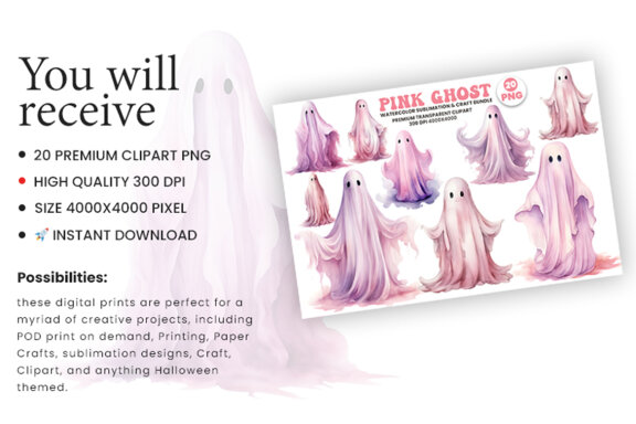 Halloween Ghost FREE PNG Clipart Bundle