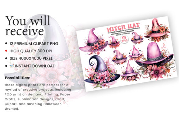 Halloween Witch Hat Sublimation FREE PNG Bundle