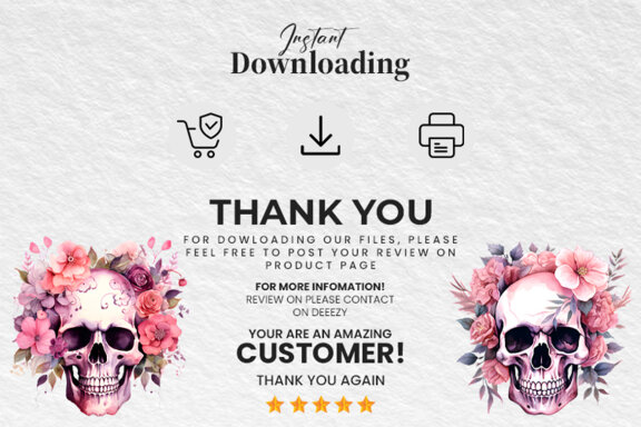 Halloween Watercolor Pink Skull with floral Sublimation Clipart PNG Bundle