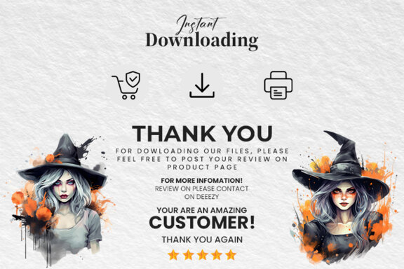 Watercolor Halloween Spooky Witch Sublimation Clipart PNG Bundle