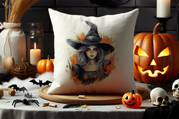Watercolor Halloween Spooky Witch Sublimation Clipart PNG Bundle