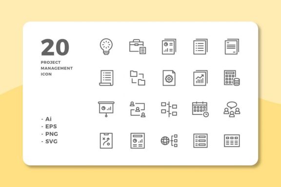 60 Project Management Icons (3 Style)