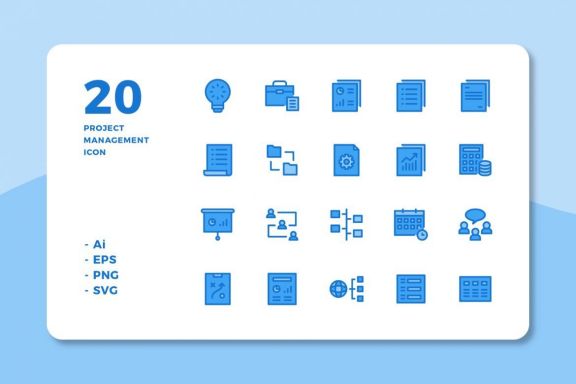 60 Project Management Icons (3 Style)
