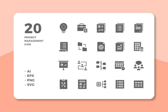 60 Project Management Icons (3 Style)