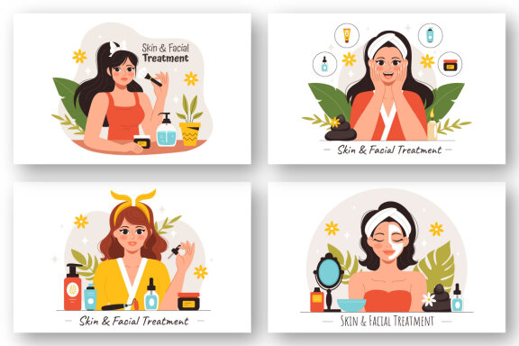 9 Facial and Skin Treatment Illustration