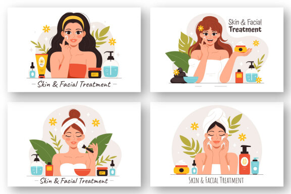 9 Facial and Skin Treatment Illustration