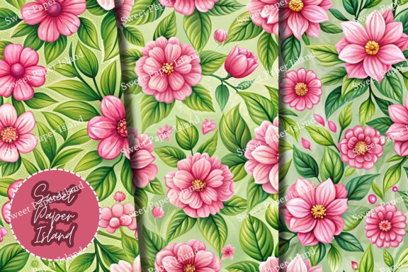 6 FREE Digital Papers - Pink Rose Botanical Garden