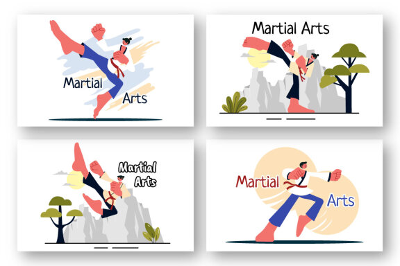 9 Martial Arts Vector Illustration