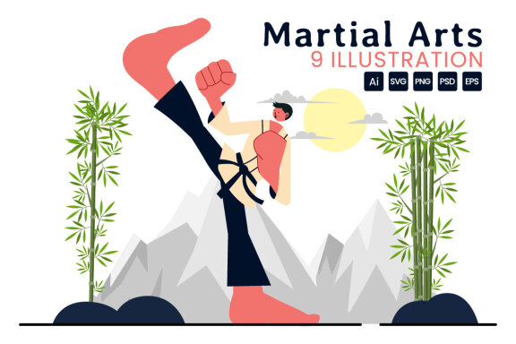 9 Martial Arts Vector Illustration