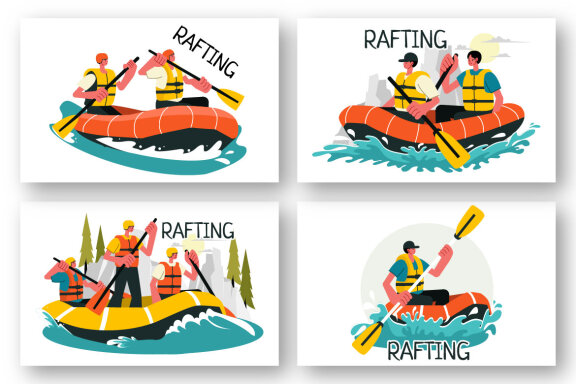 9 Rafting Sports Illustration 