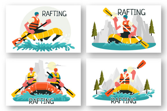 9 Rafting Sports Illustration 
