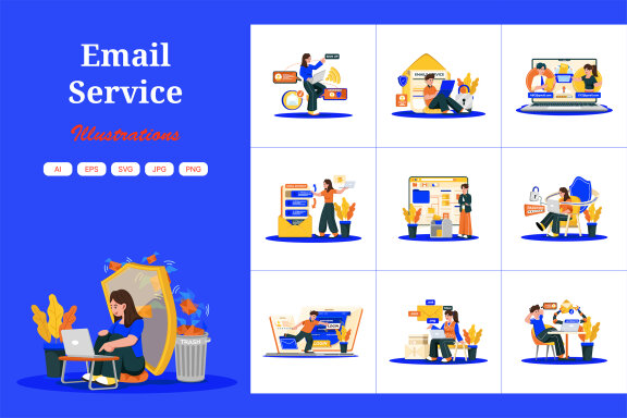 M741_Email Service Illustration Pack