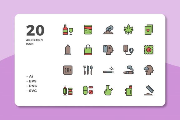 60 Addiction Icons (3 Style)