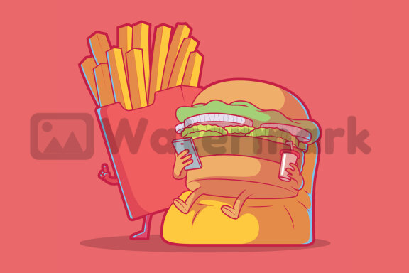 Burger and fries ordering food 