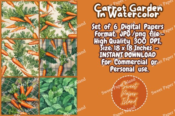 6 FREE Digital Papers - Carrot Garden